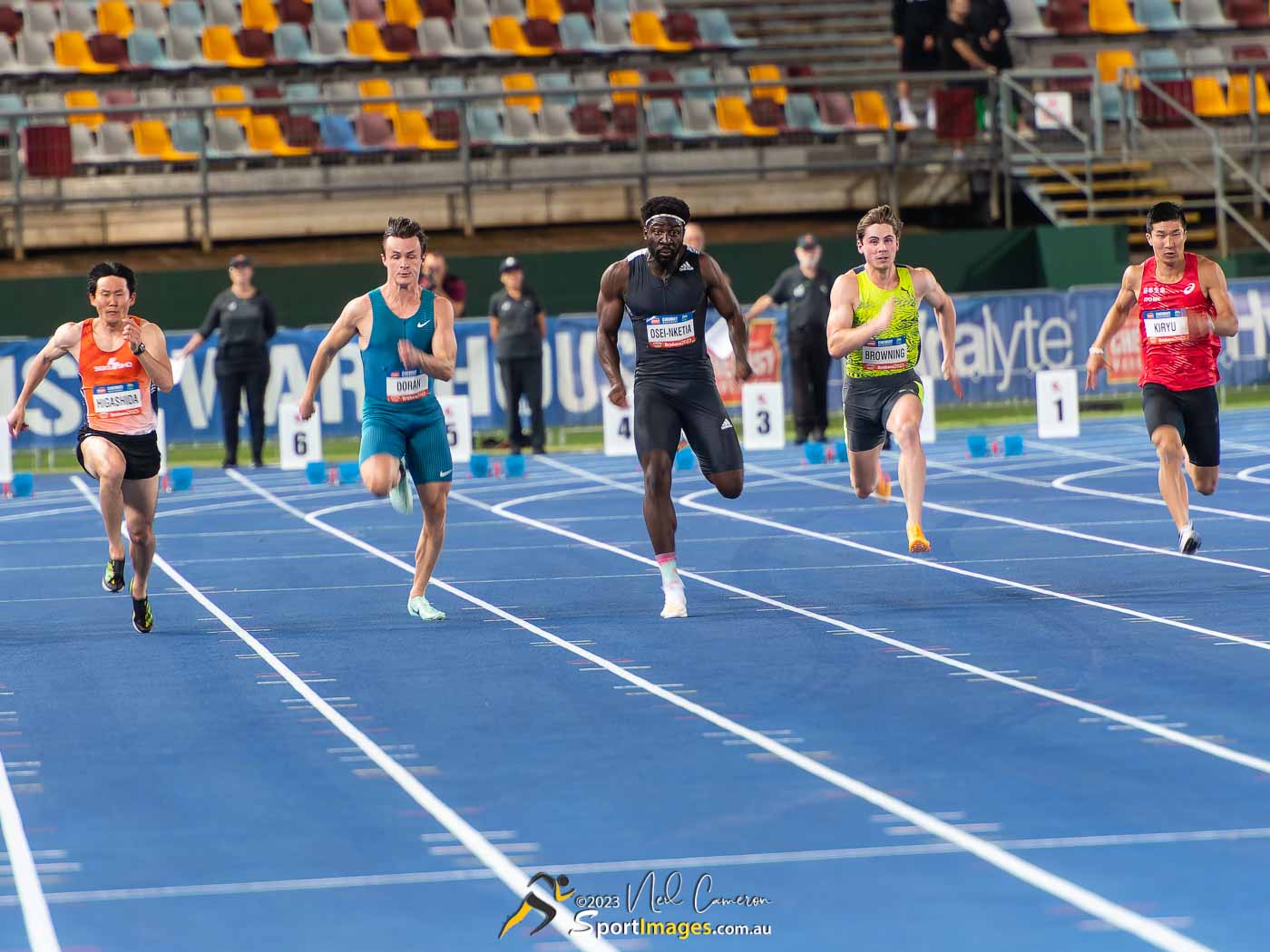 Akihiro Higashida, Jake Doran, Edward Osei-Nketia, Rohan Browning, Yoshihide Kiryu, Men's 100m A Race